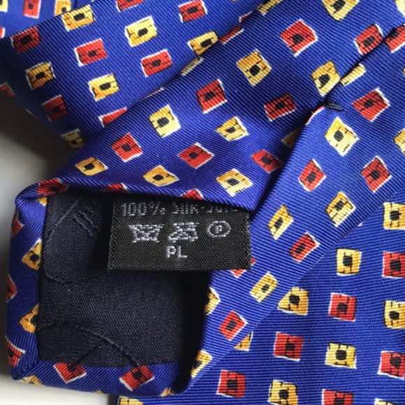 DUNHILL  navy blue with red motifs silk Tie made in Italy 🇮🇹 - Picture 3 of 8